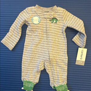 Carter's Gray and Green Dinosaur Footie( Preemie)